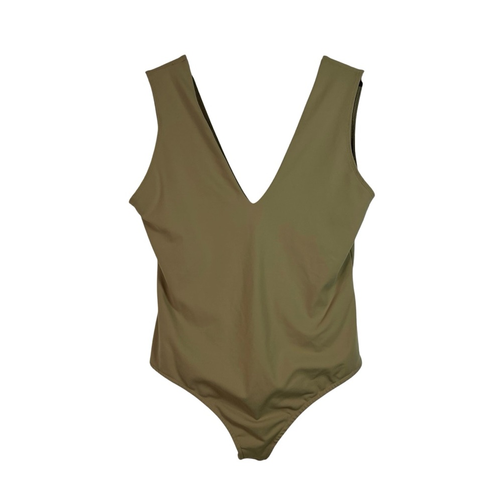 Free People Intimately Tan Bodysuit Basic Tank Top V-neck Size L